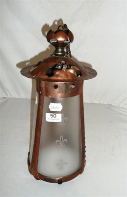 Lot 50 - Arts & Crafts copper lantern light fitment