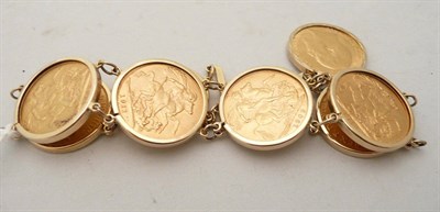Lot 82 - A bracelet set with eight loose mounted sovereigns