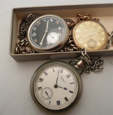 Lot 102 - Three pocket watches and chains
