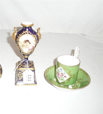Lot 111 - Vienna gilt and hand-painted vase signed Hurrer and a Vienna cabinet cup and saucer