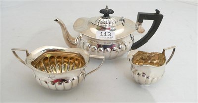 Lot 113 - Three piece silver tea service