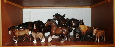 Lot 133 - Three Beswick horses, Beswick donkey, other pottery horses, Coalport bison and a Sylvac bull
