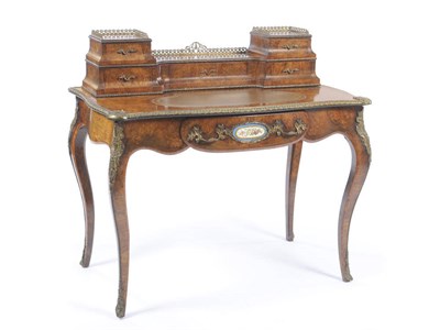 Lot 1442 - A Louis XV Style Walnut and Kingwood Lady's Writing Desk, late 19th century, the superstructure...