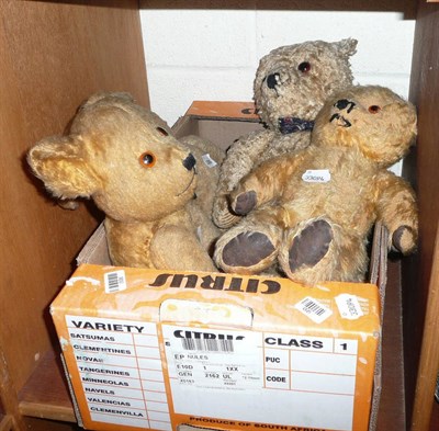 Lot 136 - Two mohair teddy bears, a cotton plush teddy bear and another