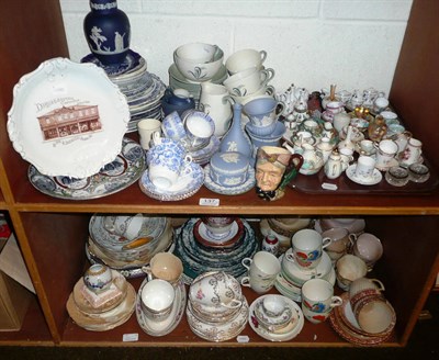 Lot 137 - A quantity of decorative ceramics including miniature tea wares, vases, Wedgwood jasperware,...