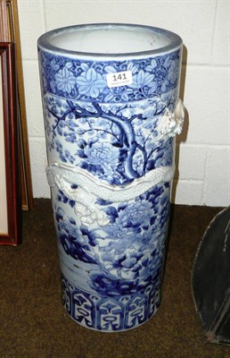 Lot 141 - Chinese blue and white stick stand