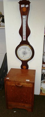 Lot 143 - An oak coal purdonium and a mahogany banjo barometer by Rapport, London