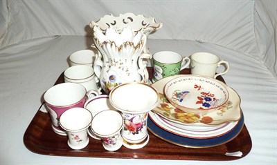 Lot 148 - Tray of ceramics including spill vases, mugs, Royal Worcester blush ivory dish, various plates etc