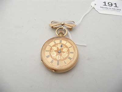 Lot 191 - An 18ct gold fob watch