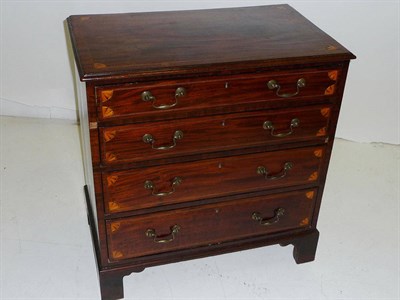 Lot 1449 - A Mahogany, Satinwood and Boxwood Inlaid Chest, the rectangular top with moulded edge above...