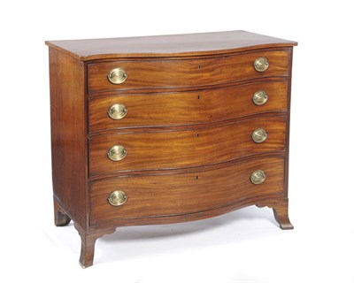 Lot 1466 - A George III Mahogany Serpentine Commode, the rectangular top above four long graduated drawers...