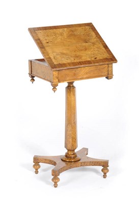 Lot 1481 - A Regency Burr Elm Reading/Games Table, the rectangular top crossbanded with zebrawood, hinged...