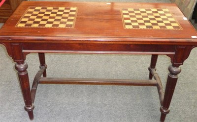 Lot 1514 - A Late 19th Century Mahogany Games Table, the rectangular top inset with a pair of chess boards, on