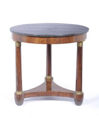 Lot 1518 - A 19th Century Empire Style Mahogany and Marble Top Gueridon, the circular black marble top above a