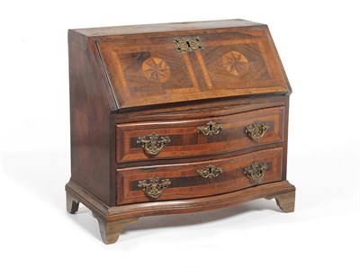 Lot 1524 - A Late 18th Century Continental Miniature Bureau, veneered with a parquetry of rosewood and...