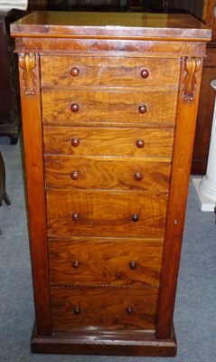 Lot 1531 - A Victorian Walnut Wellington Secretaire Chest, the rectangular top above a projecting frieze...