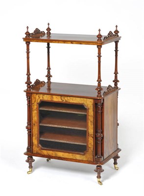 Lot 1552 - A Victorian Walnut and Marquetry Music Cabinet, the upper section with turned finial mounts between