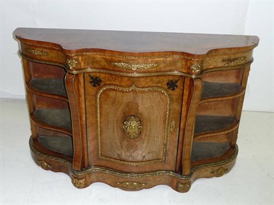 Lot 1571 - A Victorian Walnut, Ebony and Gilt Mounted Credenza, of serpentine form, the shaped top over a...