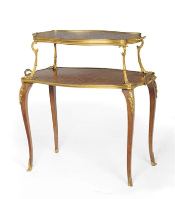 Lot 1572 - A Louis XV Style Kingwood, Rosewood, Parquetry and Gilt Metal Étagère, the shaped top with...