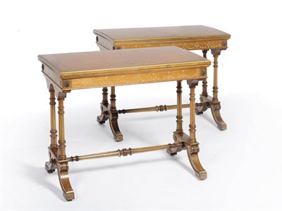 Lot 1610 - A Pair of Amboyna,Walnut, Satinwood, Tulipwood and Parcel Gilt Card Tables, attributed to...