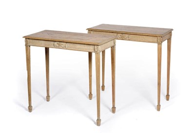 Lot 1612 - A Pair of George III Pine Side Tables, the rectangular tops with moulded edge over a key...