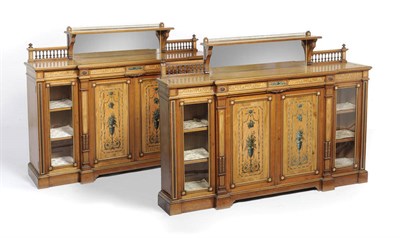 Lot 1615 - A Pair of Walnut, Red Cedar, Satinwood and Parcel Gilt Cabinets by Gillows of Lancaster, late...