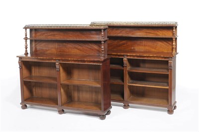 Lot 1616 - A Pair of Mahogany Bookcases,  the superstructure back with three-quarter pierced brass gallery...