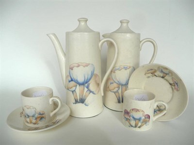 Lot 1624 - A William Moorcroft "Claremont Toadstool" Salt Glazed Part Coffee Set, on a matt cream ground,...