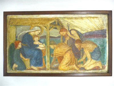 Lot 1645 - Ellen Mary Rope (1855-1934) "The Nativity", polychrome plaster relief panel, 33cm by 58cm  This...