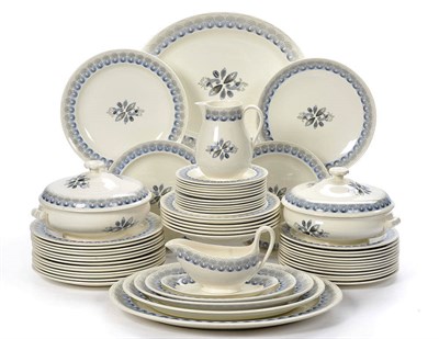 Lot 1661 - A Wedgwood "Persephone" Dinner Service, designed by Eric Ravilious, printed in sepia and blue,...