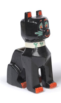 Lot 1663 - An English Pottery "Louis Wain" Model of a Futurist Cat, design registered 1914, painted black,...