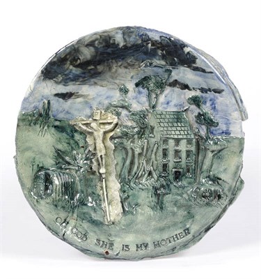 Lot 1687 - Grayson Perry: Oh God She Is My Mother!, 1994, a Ceramic Plate, worked in relief with Christ...