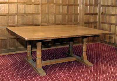 Lot 1690 - A Robert "Mouseman" Thompson Oak 6' Boardroom/Refectory Table, dowelled and adzed top, on four...