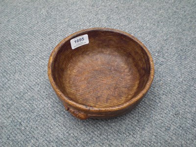 Lot 1695 - A Robert "Mouseman" Thompson Oak Bowl, adzed to the interior and exterior, with carved mouse to the