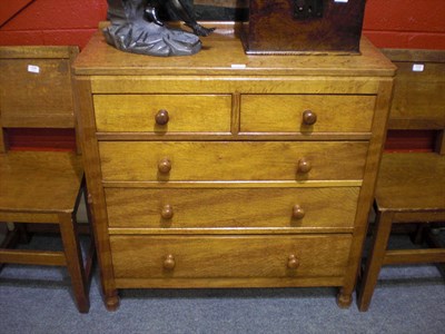 Lot 1697 - A Robert "Mouseman" Thompson Panelled 3' Oak Chest of Drawers, with gallery raised back over...