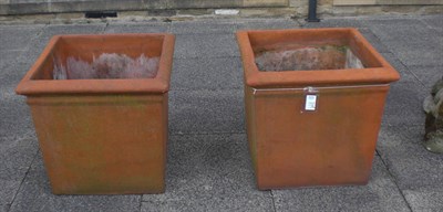 Lot 1751 - A Pair of Large Terracotta Square Planters, 64cm