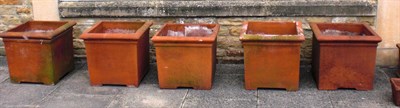 Lot 1759 - Five Large Terracotta Square Planters, 53cm