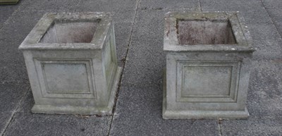 Lot 1760 - A Pair of Composition Square Planters, 46cm