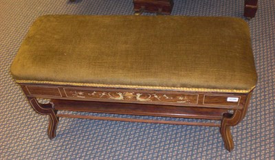 Lot 1619B - A Late 19th Century Rosewood and Marquetry Duet Music Seat, 92cm wide