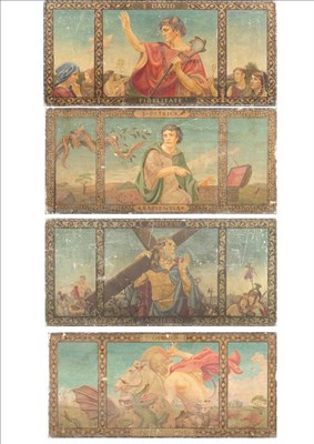 Lot 1683A - A Set of Four Painted Wood Panels Depicting Saints, signed Rosamund, and Viola Borradaile, May...