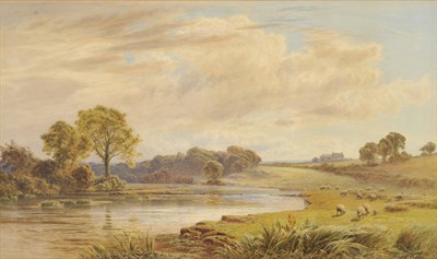 Lot 677A - Robert Angelo Kittermaster Marshall (1849-c.1923) River Landscape with Sheep Signed, pencil and...