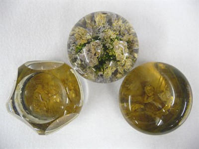 Lot 25 - Two English Pinchbeck Paperweights, circa 1850, one slice cut with six windows revealing...