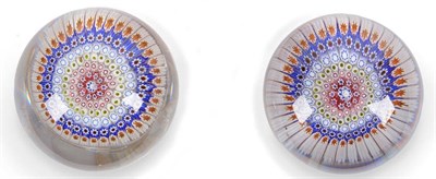 Lot 30 - A Matched Pair of Stourbridge Millefiori Paperweights, circa 1850-60, with red, white and blue...