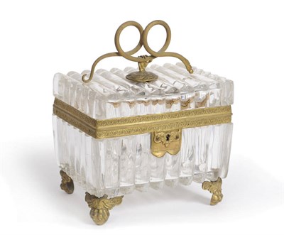 Lot 36 - A French Ormolu Mounted Glass Casket, Palais Royale, circa 1820-30, rectangular, with deeply ribbed