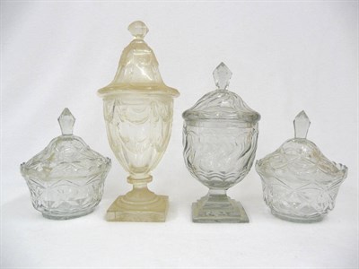 Lot 39 - A Cut Glass Pedestal Jar and Cover, probably Irish, circa 1800, with pointed faceted finial to...