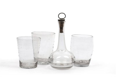 Lot 51 - An English Shaft and Globe "Lynn" Carafe, probably circa 1750, plain but for three horizontal...