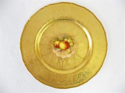 Lot 57 - A Royal Worcester Fruit Painted Cabinet Plate, Edward Townsend, 1939, the small central star...