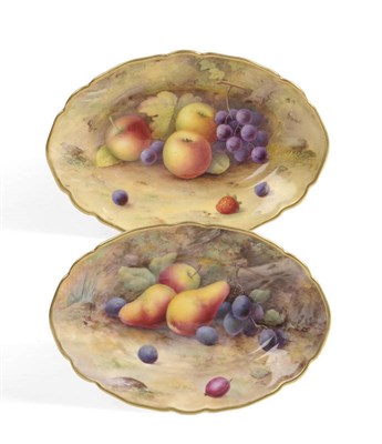 Lot 72 - Two Similar Royal Worcester Porcelain Fruit Painted Dessert Dishes, Horace H Price, 1925 and Albert