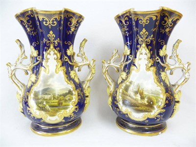 Lot 99 - A Pair of Ridgway Porcelain Topographical Two-Handled Decorative Vases, circa 1850, of...