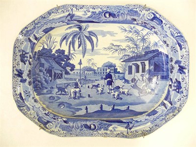 Lot 101 - A Clews Blue and White Transfer Printed Pottery Meat Plate, early 19th century, printed with an...